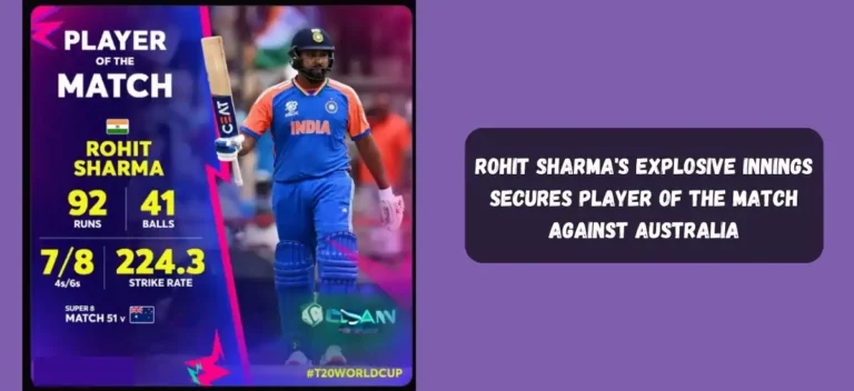 Rohit Sharma's Explosive Innings Secures Player Of The Match Against Australia